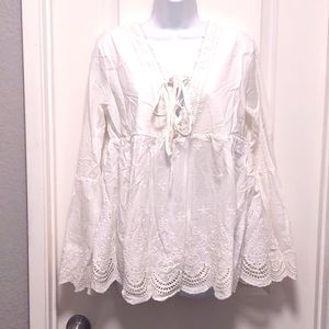 Elegant White Lace Long Sleeve Top